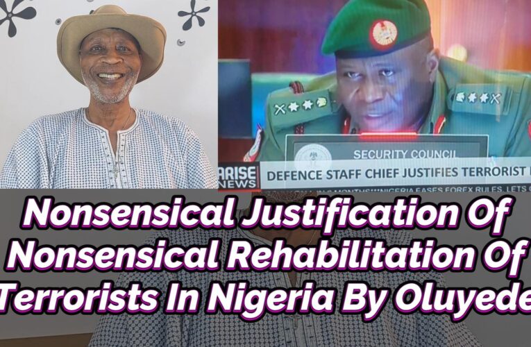 THE NONSENSICAL JUSTIFICATION OF EQUALLY NONSENSICAL SO-CALLED REHABILITATION OF TERRORISTS IN NIGERIA BY NIGERIA’S CHIEF OF DEFENCE STAFF, OLUFEMI OLUYEDE